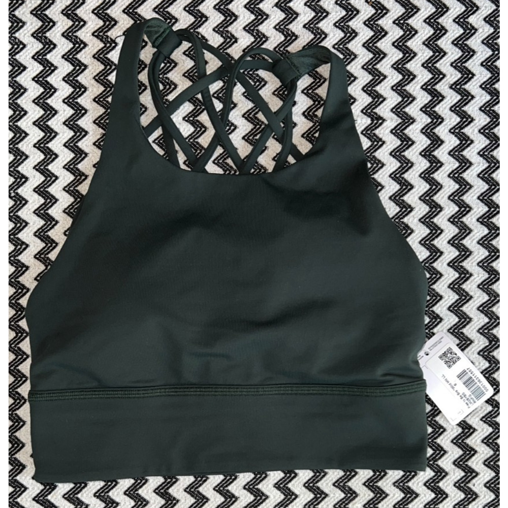 NEW Lululemon Free to Be High Neck Longline Bra Wild Rainforest Green Sz 6